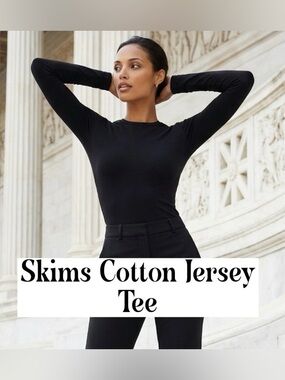 Skims Cotton Jersey Long Sleeve T-Shirt Soot New